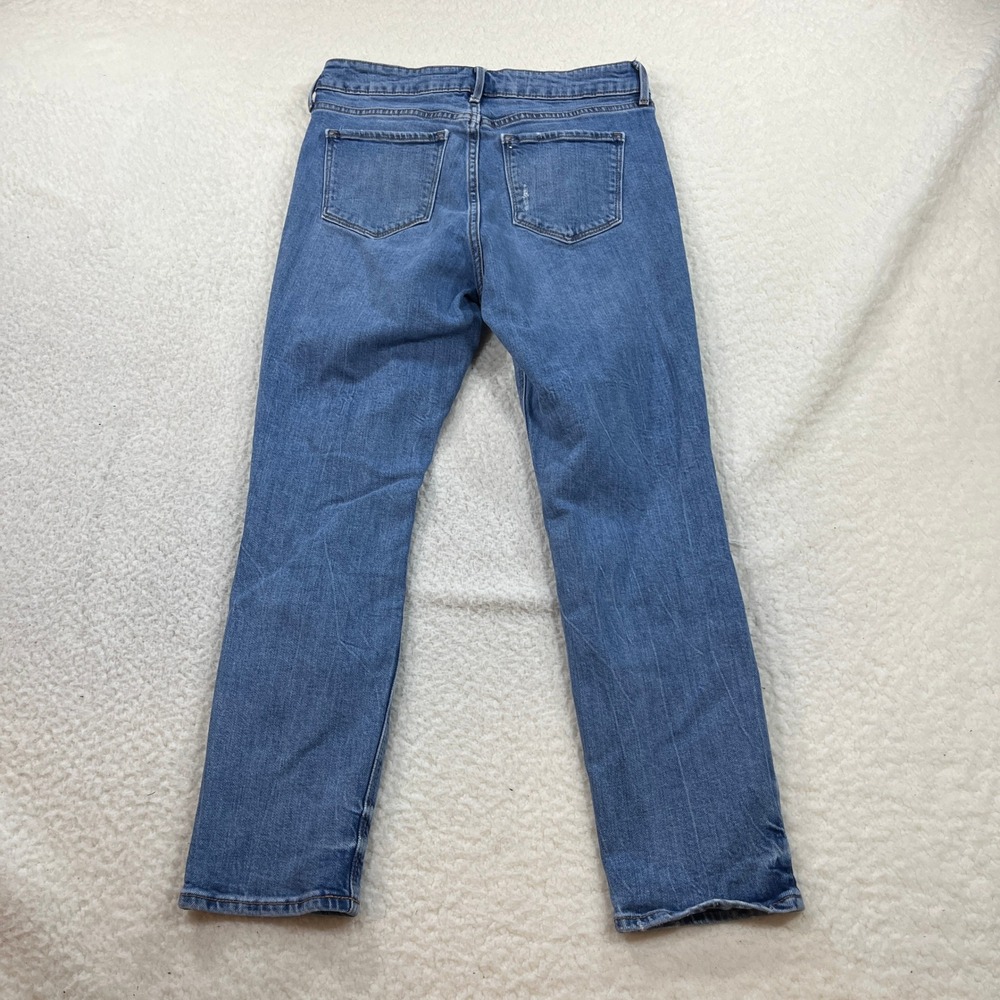 Old Navy Jeans Womens 10 Blue Power Straight High Rise Distressed Ripped - Picture 7 of 9